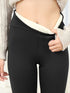 Sherpa-Lined Solid High-Waist Stretchy Warm Leggings Pants