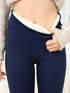 Sherpa-Lined Solid High-Waist Stretchy Warm Leggings Pants