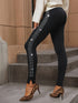 Shimmering Rhinestone-Embellished Stretchy Waist Slim Fit Trousers