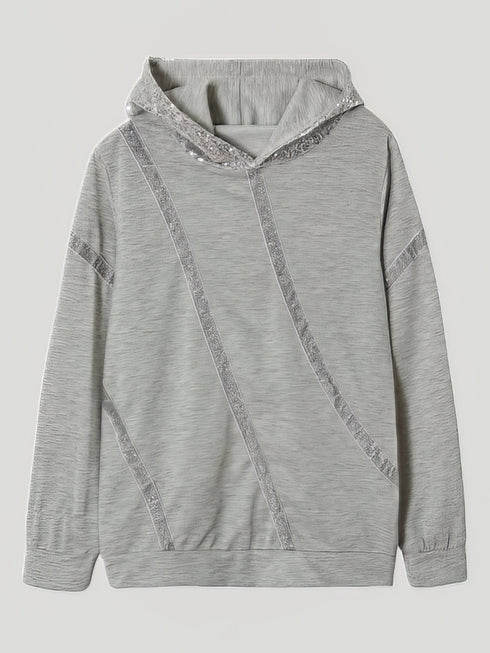 Shimmering Sequined Women's Hoodie with Loose Fit