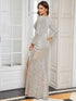 Shiny V Neck Sequin Long Sleeves Evening Dress