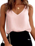 Silk Satin V Neck Casual Sleeveless Camisole Tank Top