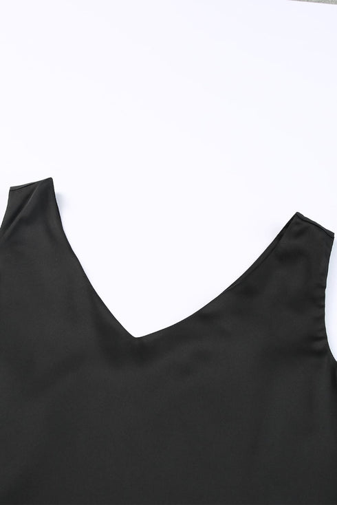 Silk Satin V Neck Casual Sleeveless Camisole Tank Top