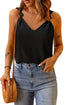 Silk Satin V Neck Casual Sleeveless Camisole Tank Top