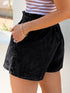 Simple High Waist Denim Women's Shorts in Solid Black Color