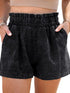 Simple High Waist Denim Women's Shorts in Solid Black Color