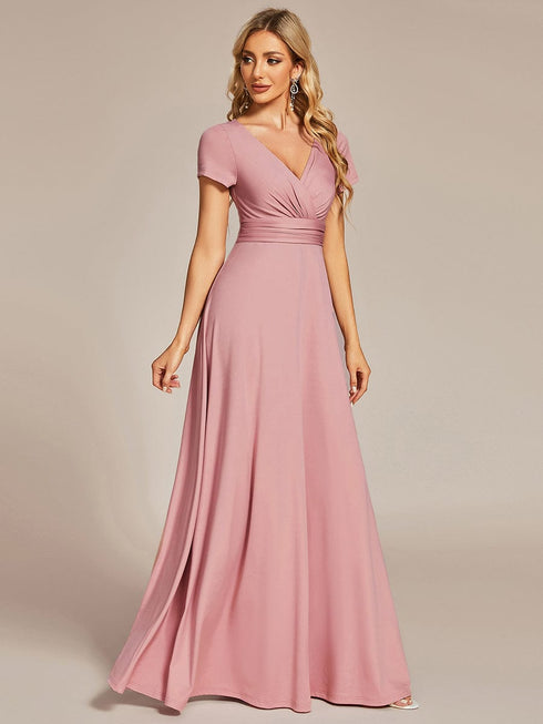 Simple Pleated Empire Waist A-Line Bridesmaid Dress