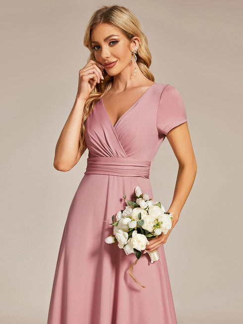 Simple Pleated Empire Waist A-Line Bridesmaid Dress