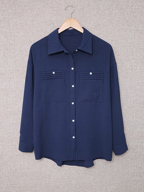 Simple Style Long Sleeve Solid Color Cardigan Top for Women with Single Breasted Pocket