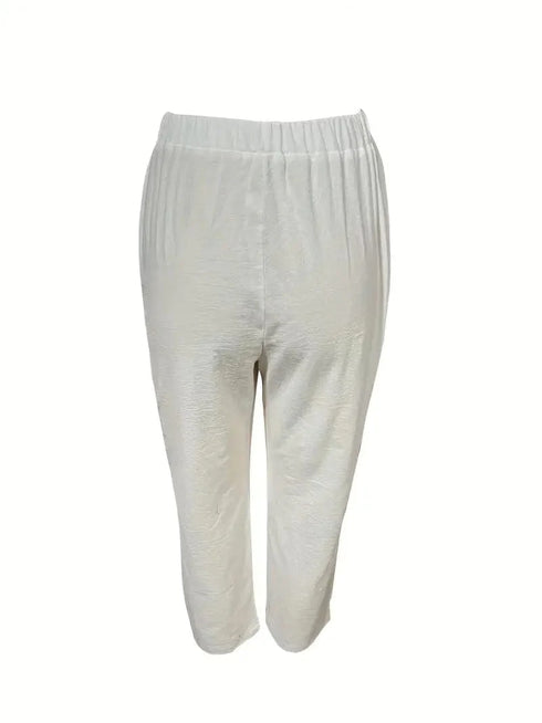 Simple Wide Leg Pants with Side Button Detail, Casual Women's Clothing