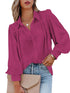 Single Breasted Women's Loose Solid Color Blouse with Cardigan Sleeves