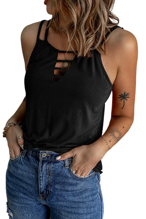 Skull Print V-neck Sleeveless Tank Top