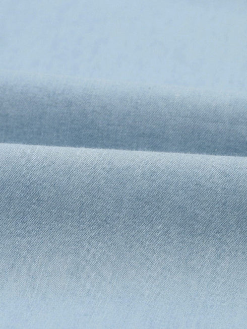 Sky Blue Chambray Midi Dress with Short Sleeves