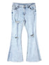 Sky Blue Distressed Acid Wash Flare Jeans
