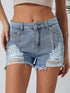 Sky Blue Rhinestone Tassel Distressed Denim Shorts