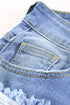 Sky Blue Ripped Tassel Bermuda Denim Shorts