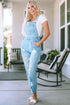 Sky Blue Vintage Distressed Denim Overalls with Buckle Straps
