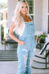 Sky Blue Vintage Distressed Denim Overalls with Buckle Straps