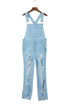 Sky Blue Vintage Distressed Denim Overalls with Buckle Straps