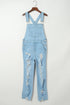 Sky Blue Vintage Distressed Denim Overalls with Buckle Straps