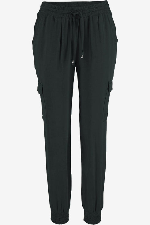 Sleek Black High Waist Joggers with Multiple Pockets