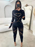 Sleek Cut Out Jumpsuit, Stylish Long Sleeve Slim Jumpsuit, Women's Apparel