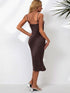Sleek sexy hip-hugging dress in a solid color with tight knitted skirt featuring a slit-mid design