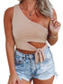 Sleeveless Halter Crop Top with O-Neck Cutout