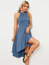Sleeveless Halter Midi Dress for Cocktail Events