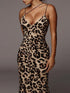 Sleeveless V-neck Leopard Print Dress With Sling