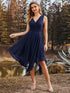 Sleeveless V Neck Mini Wholesale Chiffon Bridesmaid Dress