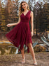 Sleeveless V Neck Mini Wholesale Chiffon Bridesmaid Dress