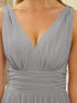 Sleeveless V-Neck Plain Chiffon Maxi Bridesmaid Dress