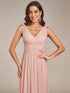 Sleeveless V-Neck Plain Chiffon Maxi Bridesmaid Dress
