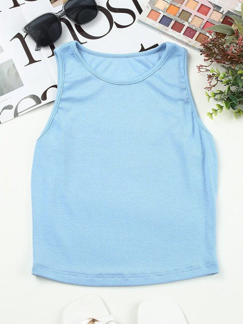 Slim Fit Sleeveless Ribbed Vest for Women to Wear Outdoors