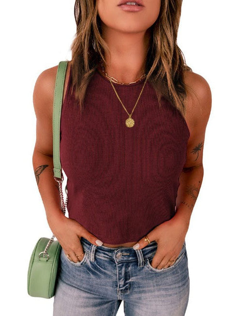 Slim Fit Sleeveless Ribbed Vest for Women to Wear Outdoors