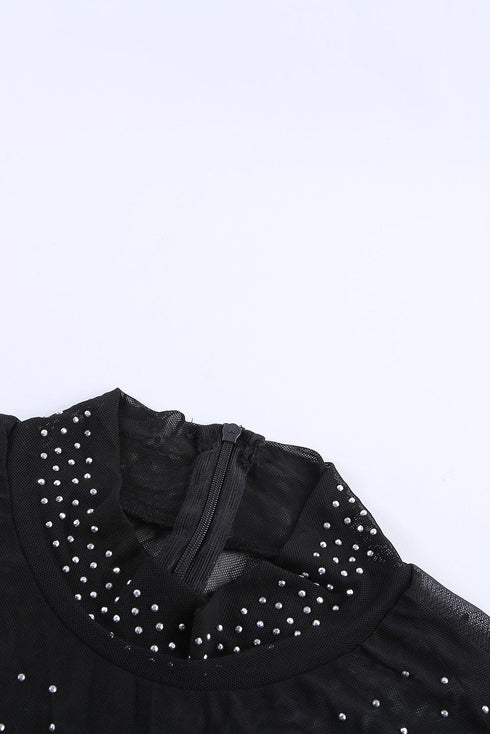 Slim High Neck Long Sleeve Printed Mini Dress