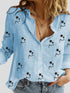 Small Star Print Button Long Sleeve Blouse