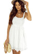 Smocked White Mini Dress with Adjustable Tie Straps