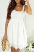 Smocked White Mini Dress with Adjustable Tie Straps