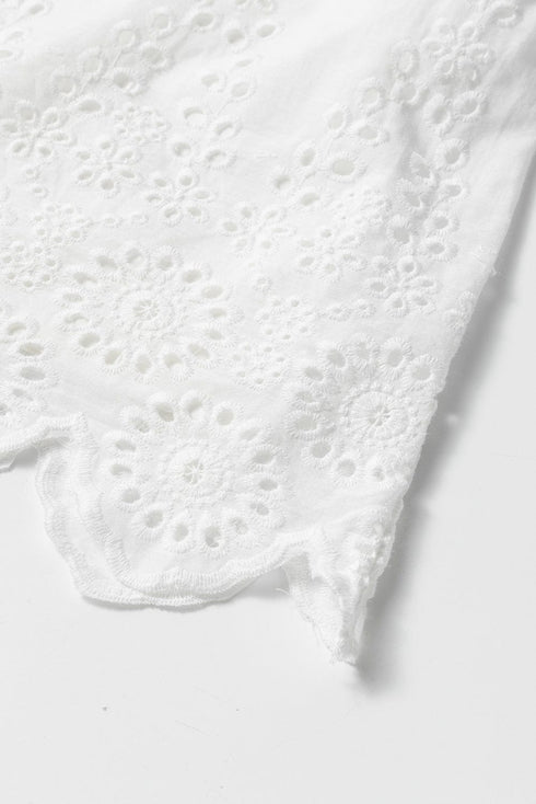 Smocked White Mini Dress with Adjustable Tie Straps