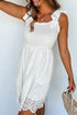 Smocked White Mini Dress with Adjustable Tie Straps