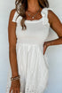Smocked White Mini Dress with Adjustable Tie Straps