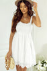 Smocked White Mini Dress with Adjustable Tie Straps