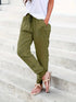 Solid Casual Adjustable Drawstring Pockets Pants