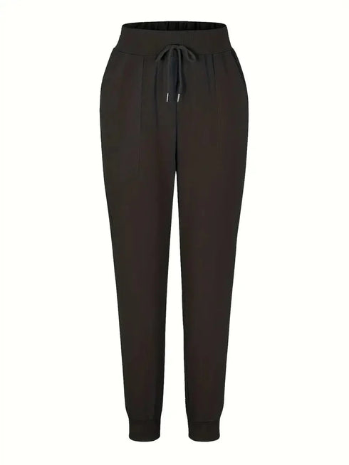 Solid Casual Adjustable Drawstring Pockets Pants