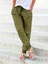 Solid Casual Adjustable Drawstring Pockets Pants