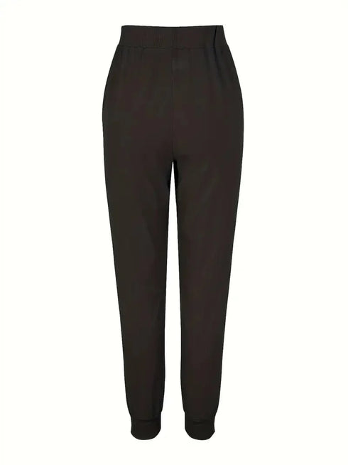 Solid Casual Adjustable Drawstring Pockets Pants