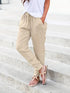 Solid Casual Adjustable Drawstring Pockets Pants
