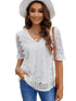 Solid Color Lace Chiffon Women's Loose Fit Pullover Top